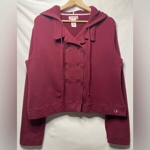 Women's Ocean Pacific Maroon Double-Breasted Hoodie, Size XL (15/17)